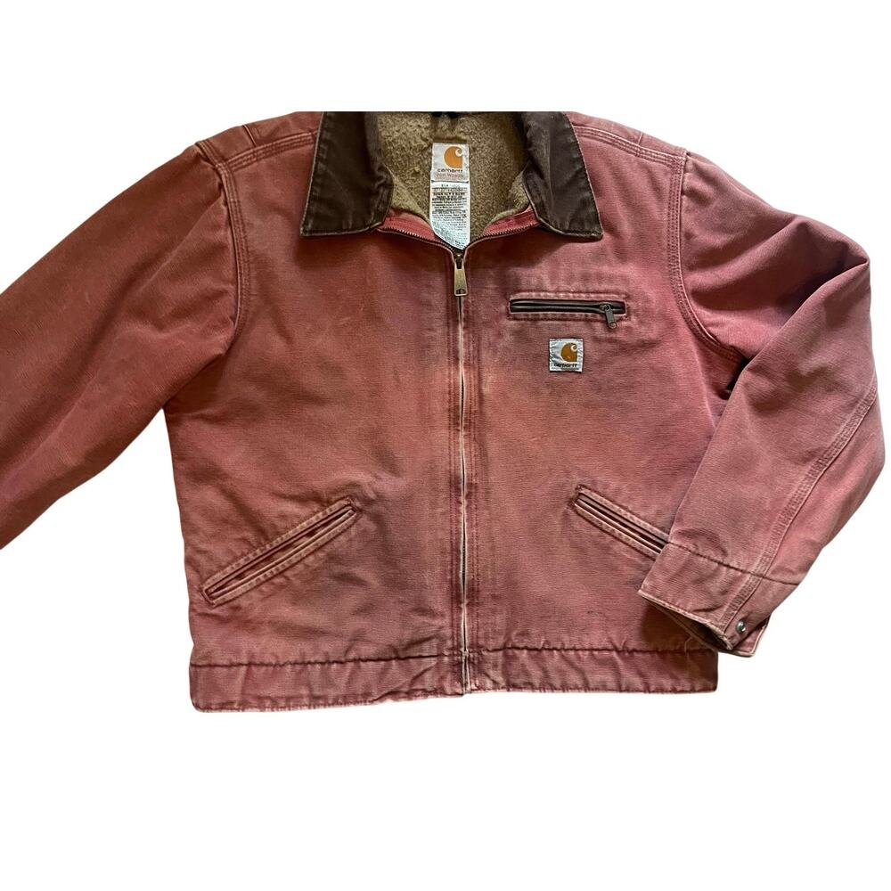Vintage 2007 Carhartt WJ097 VRS Detroit Jacket Rose Pink Medium Sherpa Lined